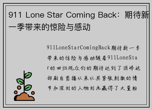 911 Lone Star Coming Back：期待新一季带来的惊险与感动